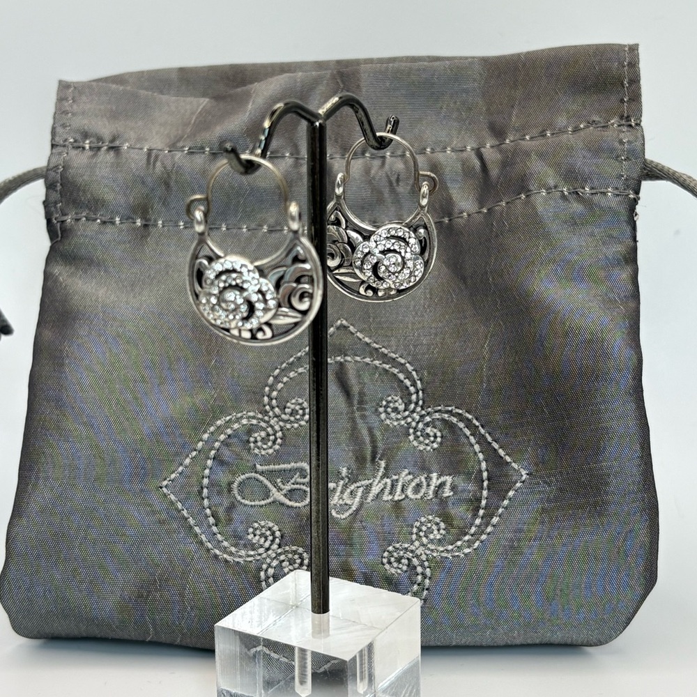 Brighton Silver Earrings with Intricate Rose Design
